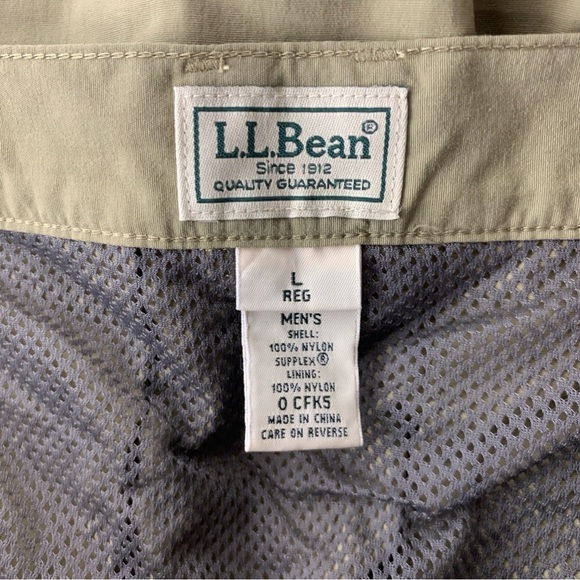 LL Bean Men Size Large Pants Beige Convertible Zip Off Shorts Quick Dry Hiking - Picture 7 of 8